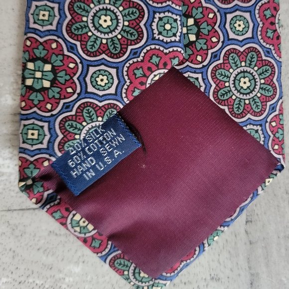 Allen Solly Blue and Red Mandala Print Necktie 55 x 3.25 - Picture 5 of 9